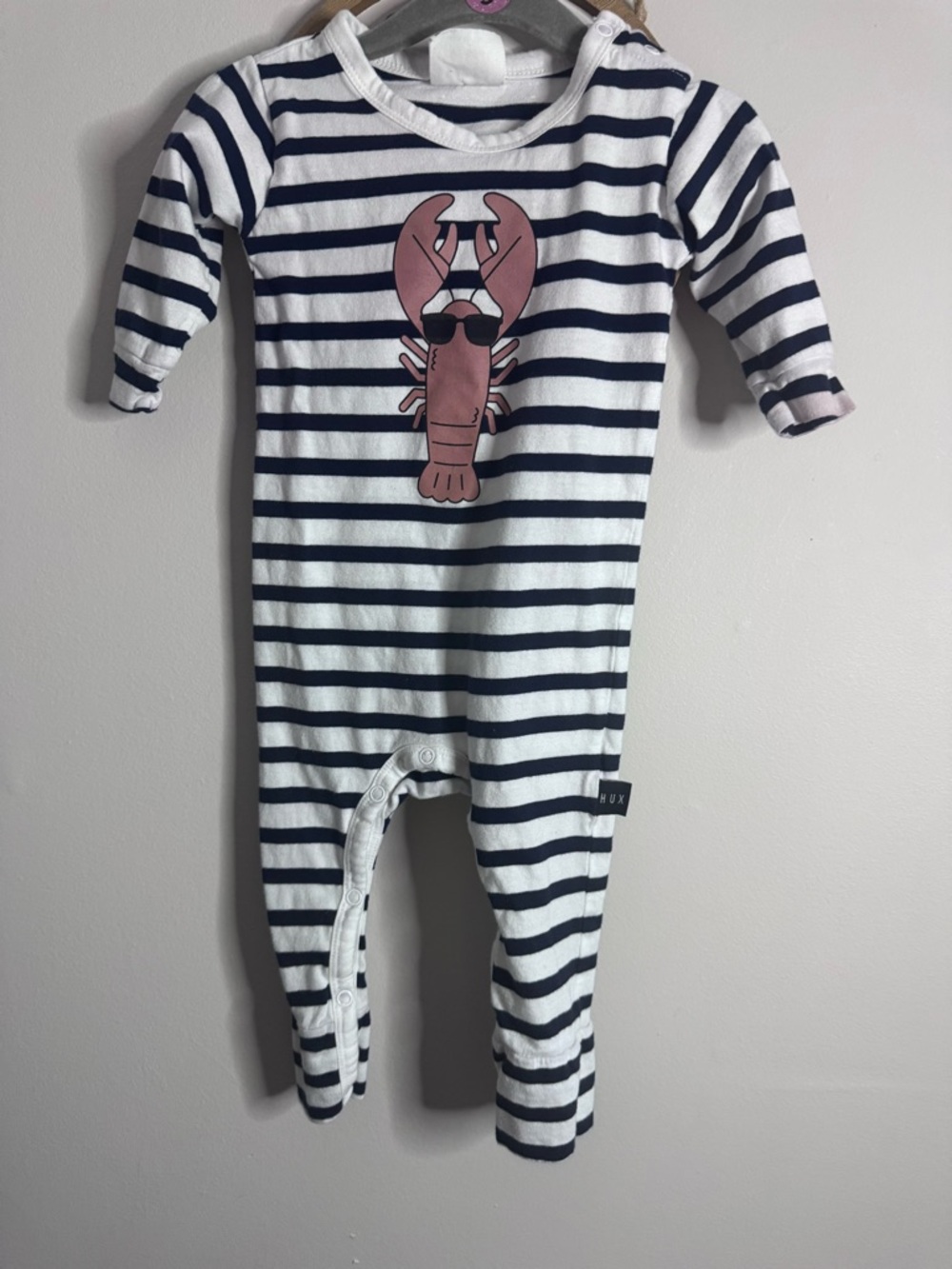 Hux baby Striped Navy & White Lobster One-Piece for Kids